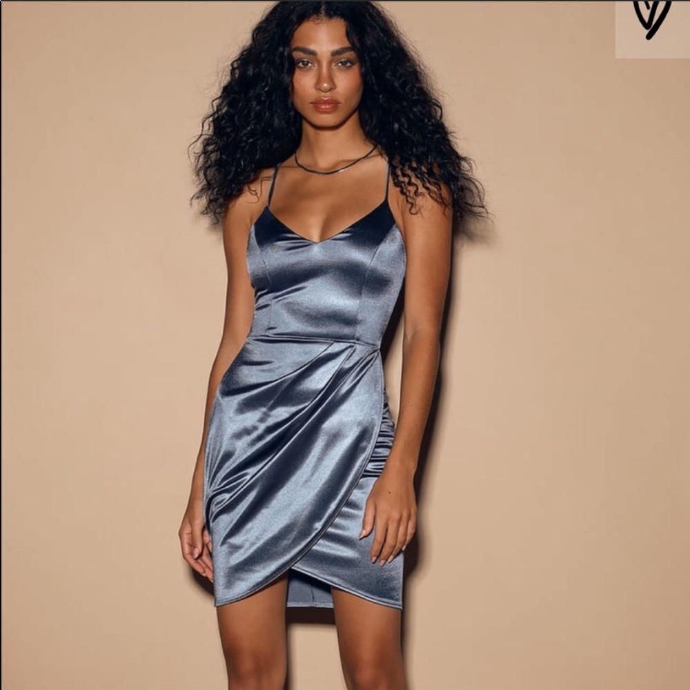 Forever your girl blue satin dress.
